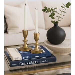 Dirilyte MCM Bronze Candlestick Holders Set of 2